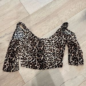 leopard cut shoulder top